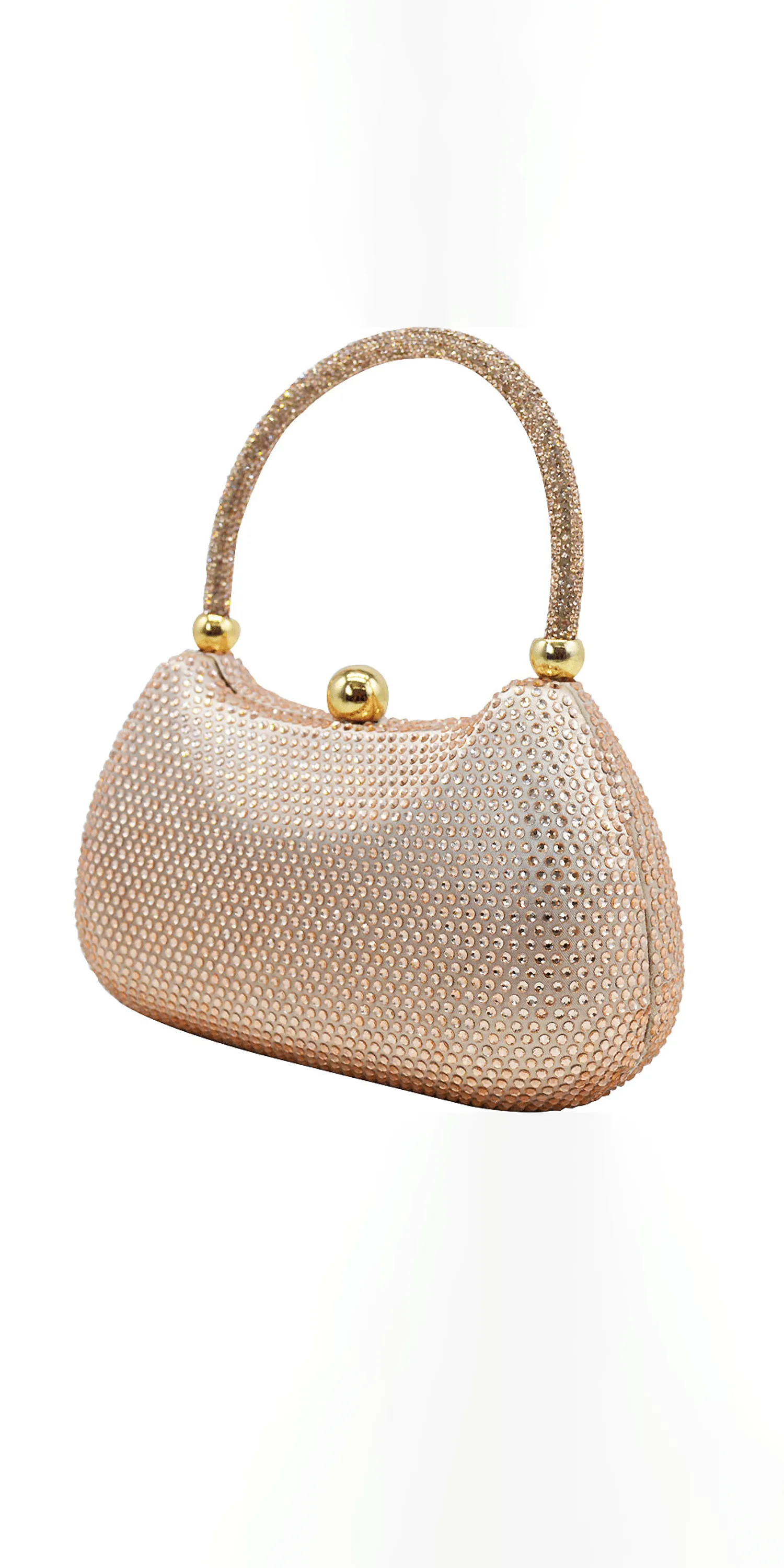 Rhinestone Crescent Micro Bead Handbag