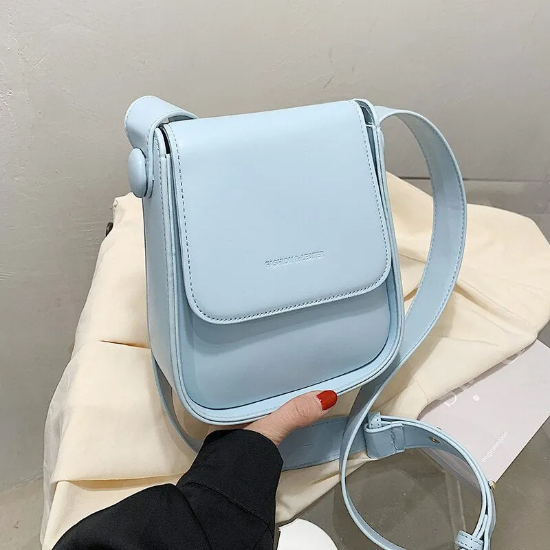 Solid color Leather Crossbody Bags For Women 2021 Travel Handbag Fashion Simple Shoulder Messenger Bag Ladies Cross Body Bag