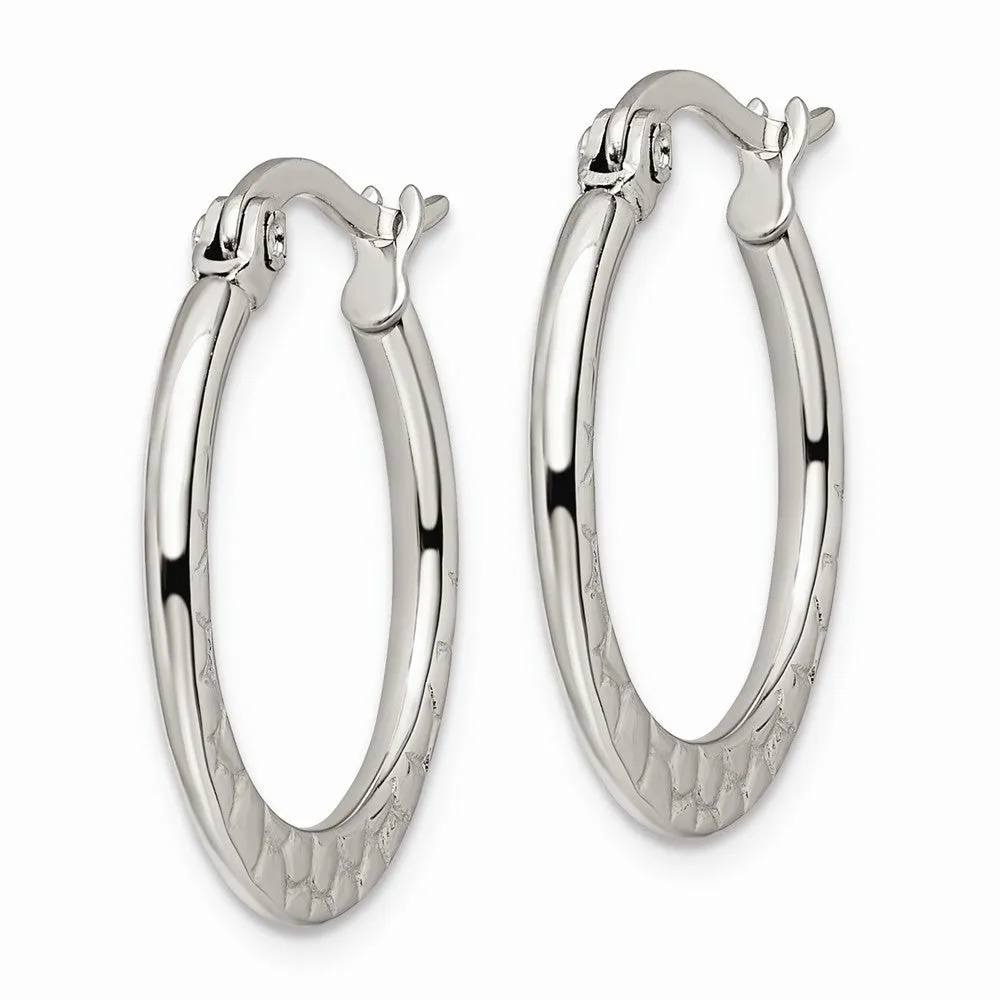 Stainless Steel 20mm Textured Hoop Earrings