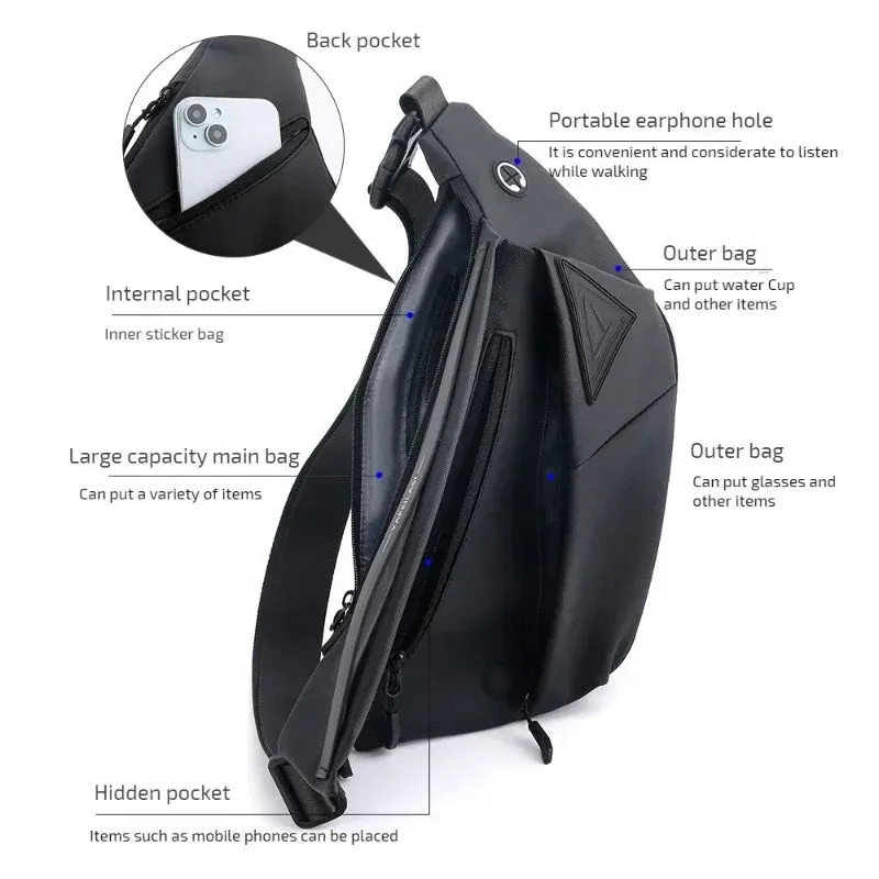 Vvsha Anti-theft Chest Bags Crossbody Bag for Men Messenger Bag Sling Shoulder Bag Mobile Phone Waterproof Bagpack Travel Sports Bags