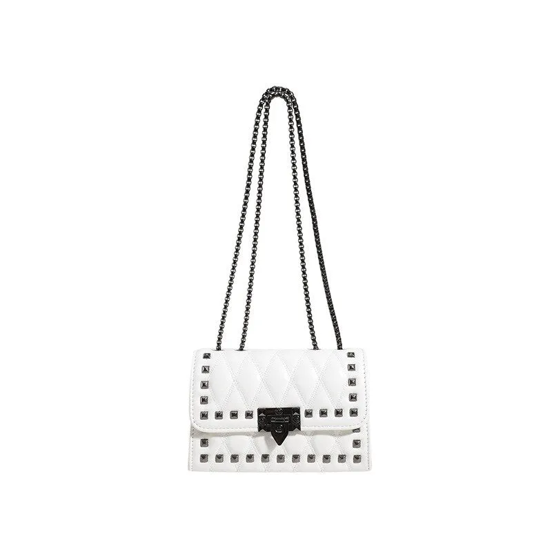 Vvsha Luxury Rivet Chain Crossbody Bags For Women Diamond Lattice PU Leather Shoulder Bag Trendy Lock Ladies Purses and Handbags 2023