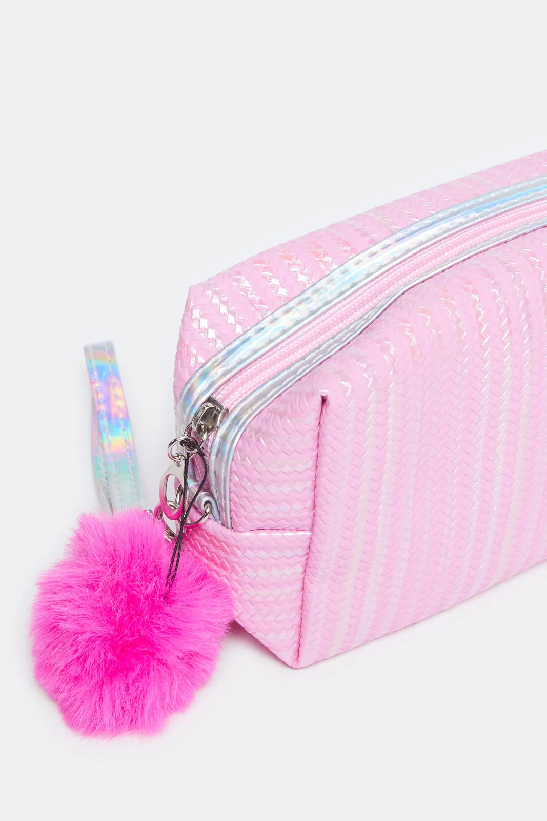 Women Pink Pom Pom Pouch